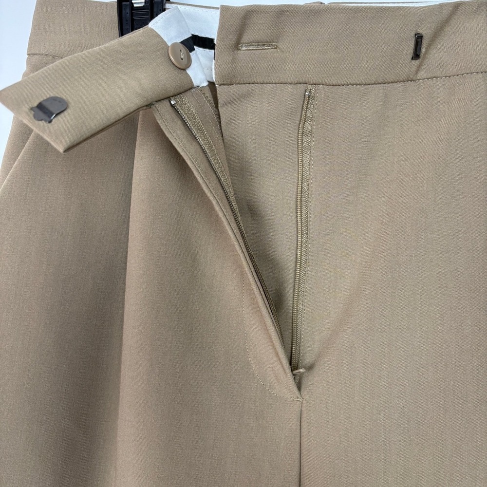 ZARA Womens Wide Leg Culottes Palazzo Trousers M Brown Pleated High Waist Office - Picture 5 of 14